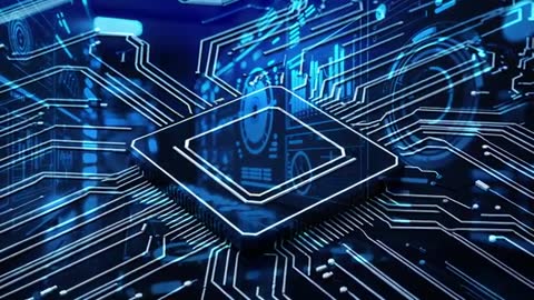 Futuristic Glowing Microprocessor on High-Tech Circuit Board