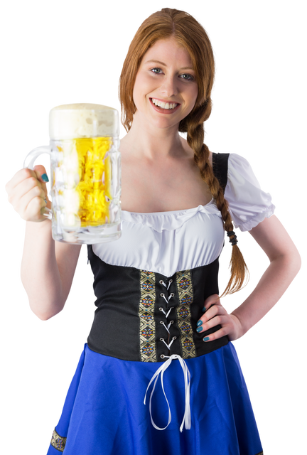 Oktoberfest Theme Woman in Traditional Dirndl Holding Pint Glass Lip Smiling - Download Free Stock Videos Pikwizard.com