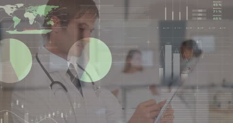Doctor Utilizing Digital Interface with Patient Data Visualization