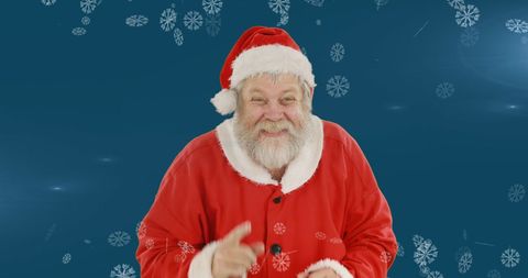 Joyful Santa Claus in Snowy Winter Wonderland