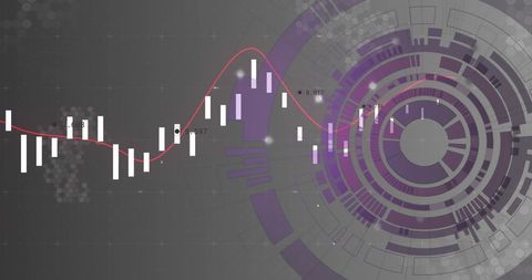 Candlestick Chart with Circular Abstract Data Visualization - Download Free Stock Images Pikwizard.com