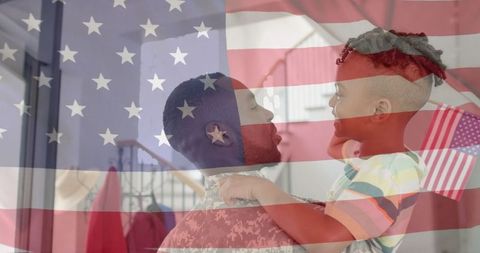 Embracing Military Homecoming Under the American Flag