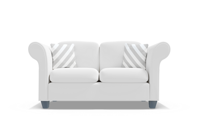 Transparent Background Stylish White Sofa with Striped Cushions Flat View - Download Free Stock Videos Pikwizard.com