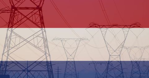 Netherlands National Flag Over Power Lines Depicting Energy Industry - Download Free Stock Images Pikwizard.com