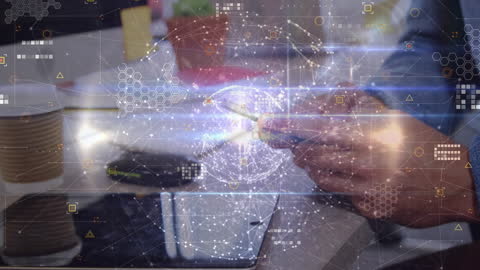 Businessman Engaging with Digital Data Network via Smartphone