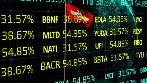 Financial Data Animation Over Swiss Flag in Stock Market Technology Theme