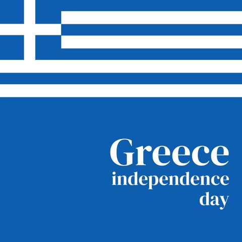 Greece independence day celebration banner with flag