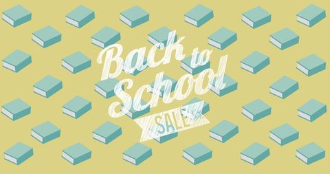 Back to School Sale Advertisement with Books on Green Background