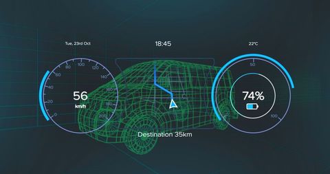 Futuristic Car Interface Display with Digital Van Overlay - Download Free Stock Images Pikwizard.com