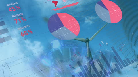 Abstract Infographic with Windmill and Financial Data