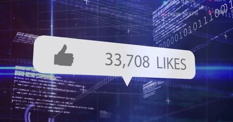 Digital Speech Bubble with Like Count in Futuristic Interface