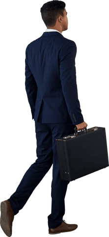 Transparent Rear View of Businessman with Briefcase