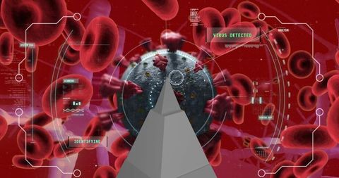 Digital Interface Analyzing Virus Amongst Blood Cells - Download Free Stock Images Pikwizard.com