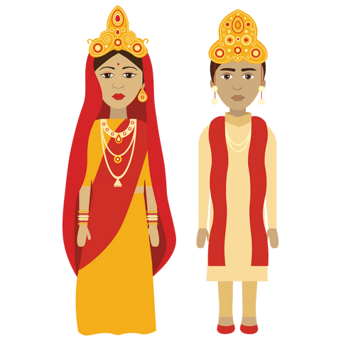 odia bride and groom in traditional attire vector with transparent background - Download Free Stock Videos Pikwizard.com