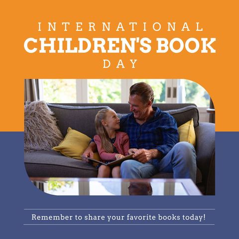 grandfather and granddaughter celebrating international children's book day - Download Free Stock Templates Pikwizard.com
