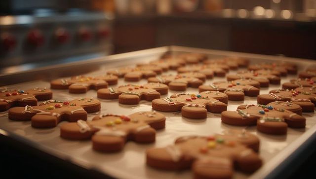 Holiday Gingerbread Men Cookies on Baking Tray
