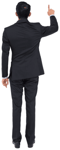 Transparent Businessman Pointing in Black Suit from Back View - Download Free Stock Videos Pikwizard.com