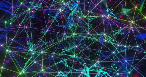 Glowing Interconnected Neon Network Spanning Digital Space - Download Free Stock Images Pikwizard.com