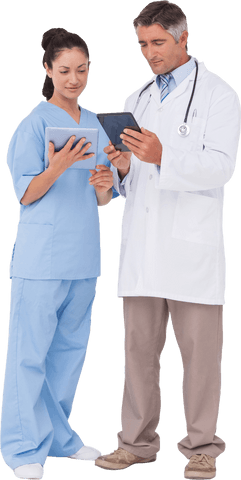 Doctor and Nurse Collaborating with Tablet on Transparent Background - Download Free Stock Videos Pikwizard.com