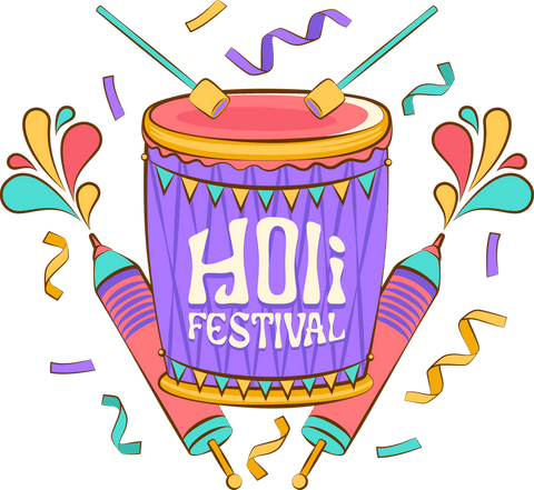 colorful holi festival drum with pichkaris on transparent background - Download Free Stock Videos Pikwizard.com