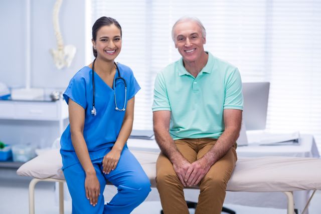 Smiling Doctor with Senior Patient in Clinic - Download Free Stock Images Pikwizard.com