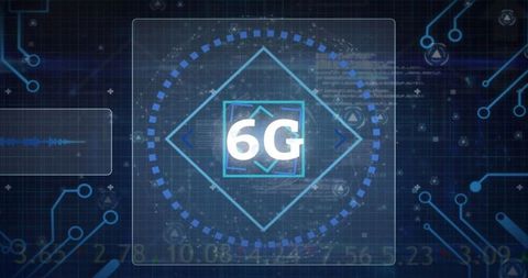 Futuristic 6g network technology interface background