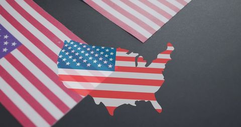 Usa patriotism concept with flags and country silhouette