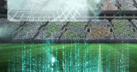 Digital Data Overlay on Soccer Stadium during Match - Download Free Stock Images Pikwizard.com