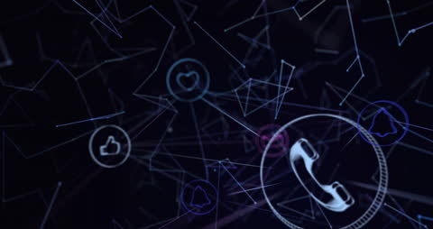 Digital Network with Cloud Icons and Light Connections on Dark Background