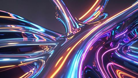 Futuristic Neon Lit Tubes with Glossy Metallic Reflections