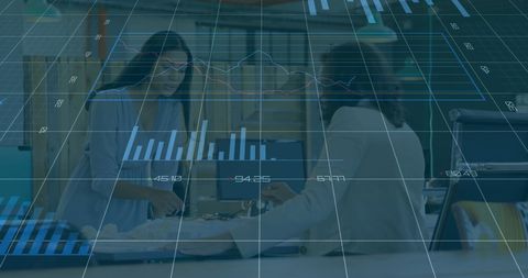 Digital Financial Data Overlay on Business Collaboration - Download Free Stock Images Pikwizard.com