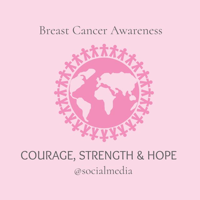 Breast Cancer Awareness Emblem Representing Unity and Strength - Download Free Stock Templates Pikwizard.com