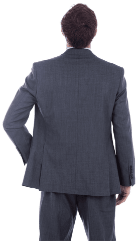 Transparent Businessman Standing with Hand on Hip Wearing Suit from Behind