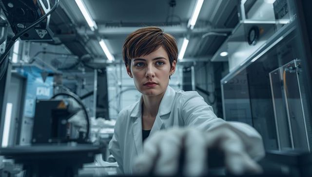 Scientist Operating Lab Equipment in Modern Research Facility