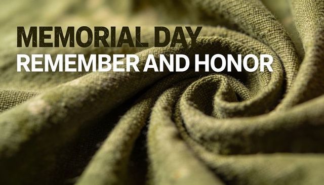 Memorial day tribute folded olive military fabric spiral macro texture remembering