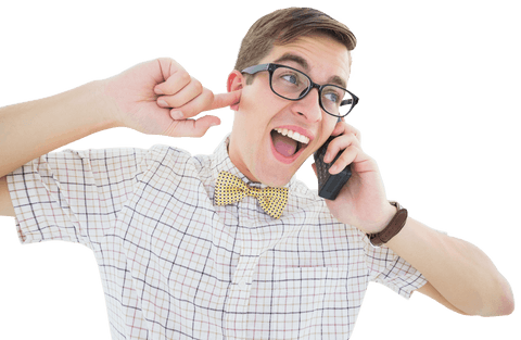 Transparent Hipster Blocked by Loud Phone Call Headshot - Download Free Stock Videos Pikwizard.com