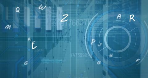 Digital Interface with Letters on High-Tech Data Servers - Download Free Stock Images Pikwizard.com
