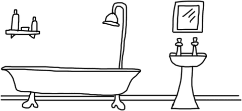 Modern bathroom interior on transparent background