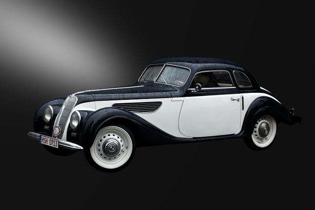 Vintage Black and White Classic Car Isolated on Black Background - Download Free Stock Photos Pikwizard.com