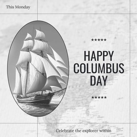 happy columbus day celebration with sailboat illustration - Download Free Stock Templates Pikwizard.com