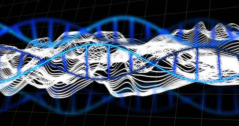 Futuristic DNA Strand with Digital Wave Patterns - Download Free Stock Images Pikwizard.com