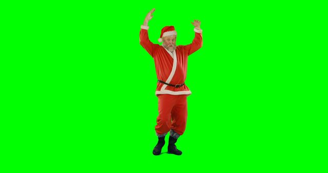 Santa Claus Jumping with Raised Arms on Green Screen Background - Download Free Stock Images Pikwizard.com