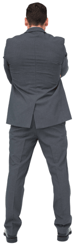 Back View of Businessman on Transparent Background for Virtual Interface Design