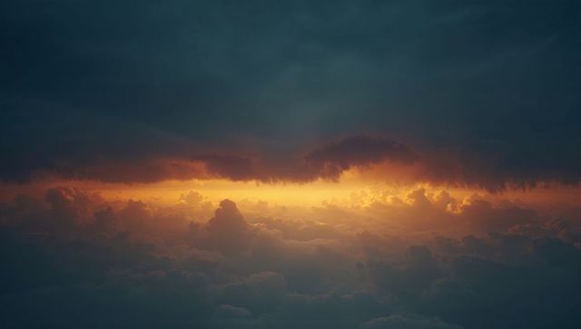 Dramatic Sunset Sky with Glowing Storm Clouds