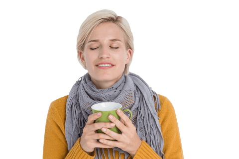 woman enjoying warm drink in transparent background - Download Free Stock Videos Pikwizard.com