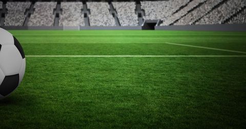Close-Up of Soccer Ball on Grass Pitch of Stadium - Download Free Stock Images Pikwizard.com