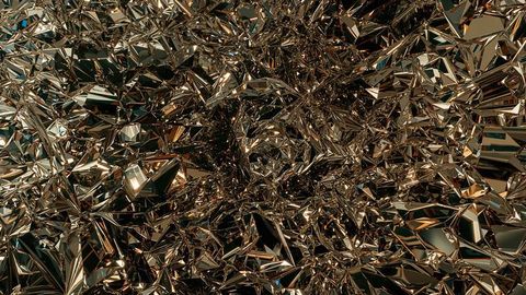 Futuristic golden geometric shards and crystals metallic artwork