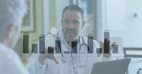 Doctor Analyzing Data While Consulting with Patient