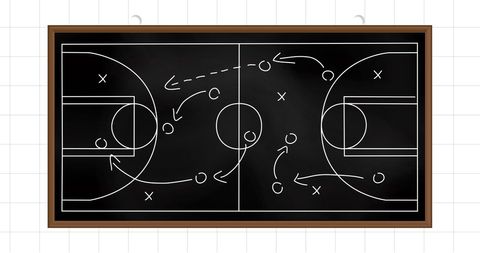 Basketball Strategy Plan Drawn on Chalkboard