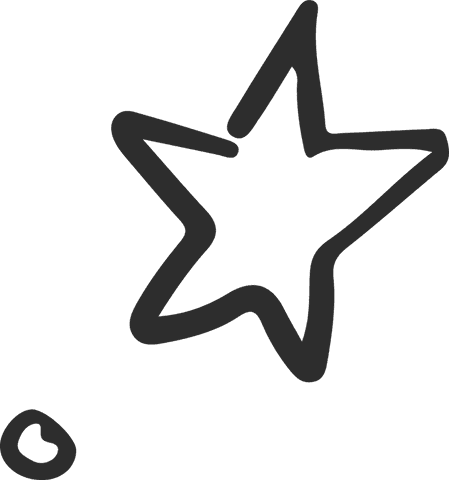Minimalist star doodle illustration transparent design